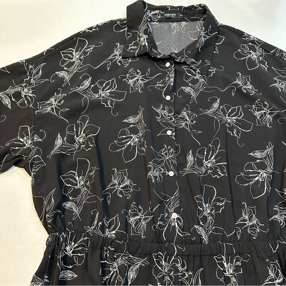 SHEIN Black Jumpsuit Button Front Allover Floral Print Size 4XL B33#43 - Picture 5 of 9